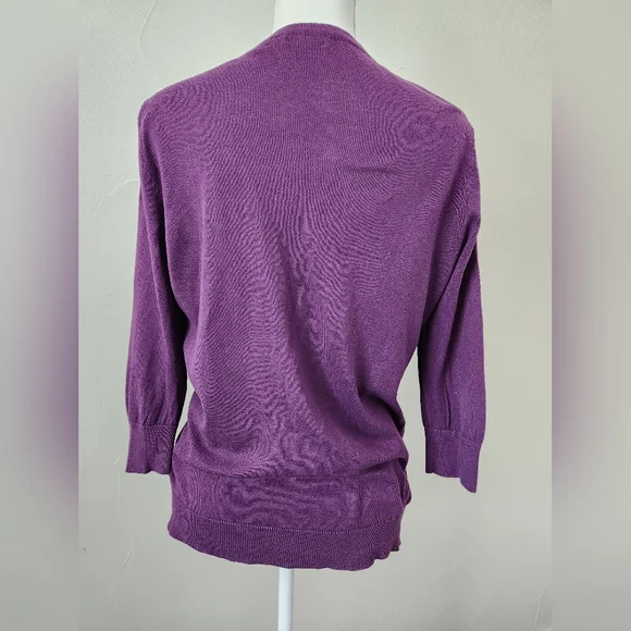 Purple Ruffle-Front Cardigan By Merona - Picture 4 of 7